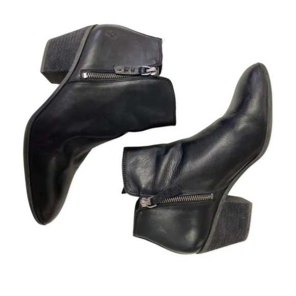 Frye Shoes - FRYE JUDITH BLACK LEATHER ANKLE BOOT